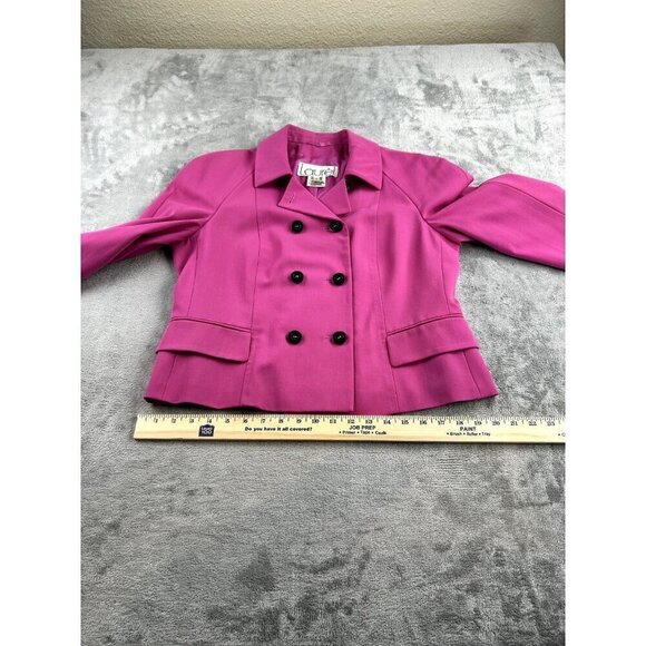 Escada Laurel Women Blazer Medium Size 38 Wool Hot Pink Buttons Pockets Barbie - Picture 6 of 11
